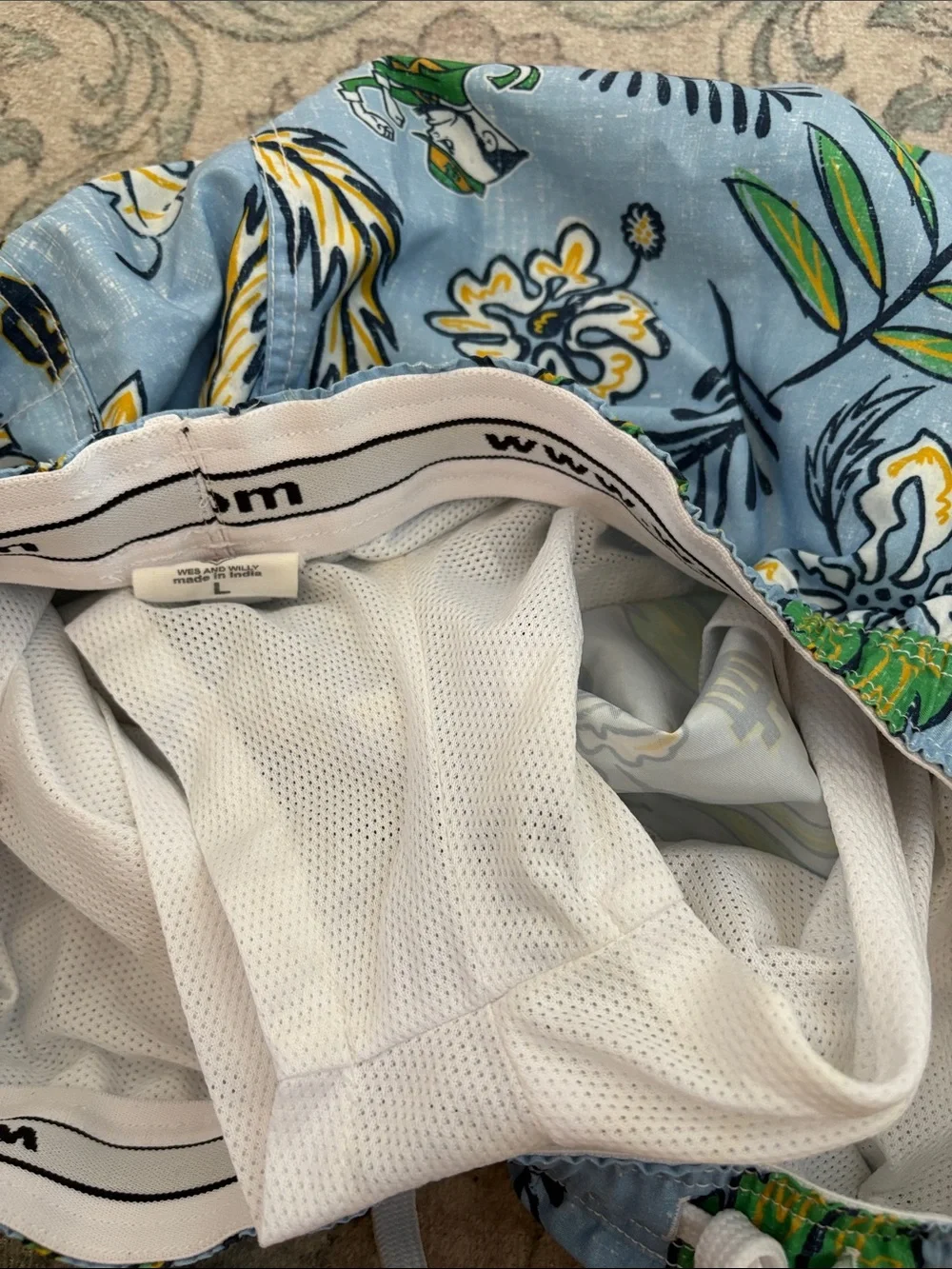 Mens Wes and Willy Notre Dame swim trunks